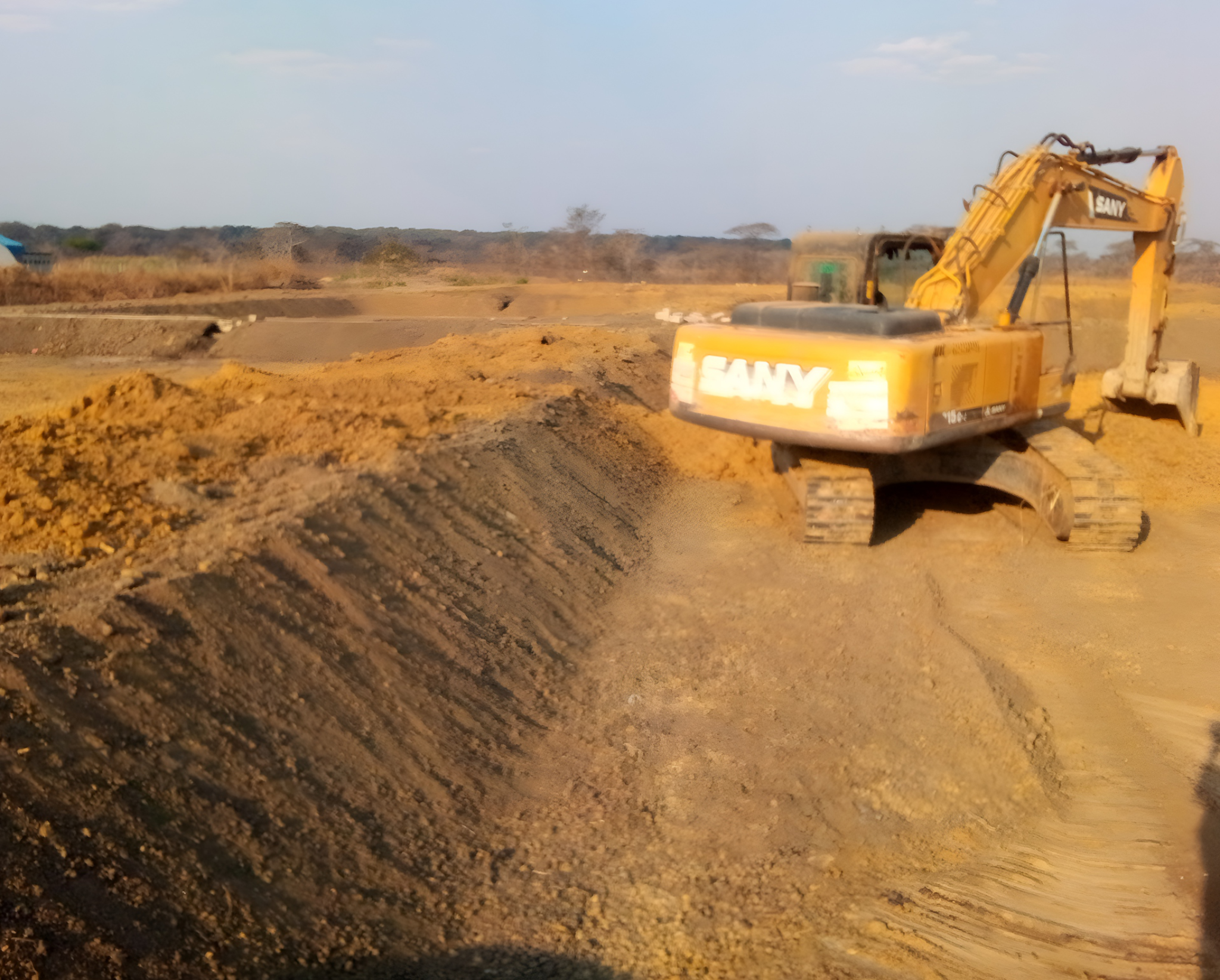 Fish pond construction excavation
